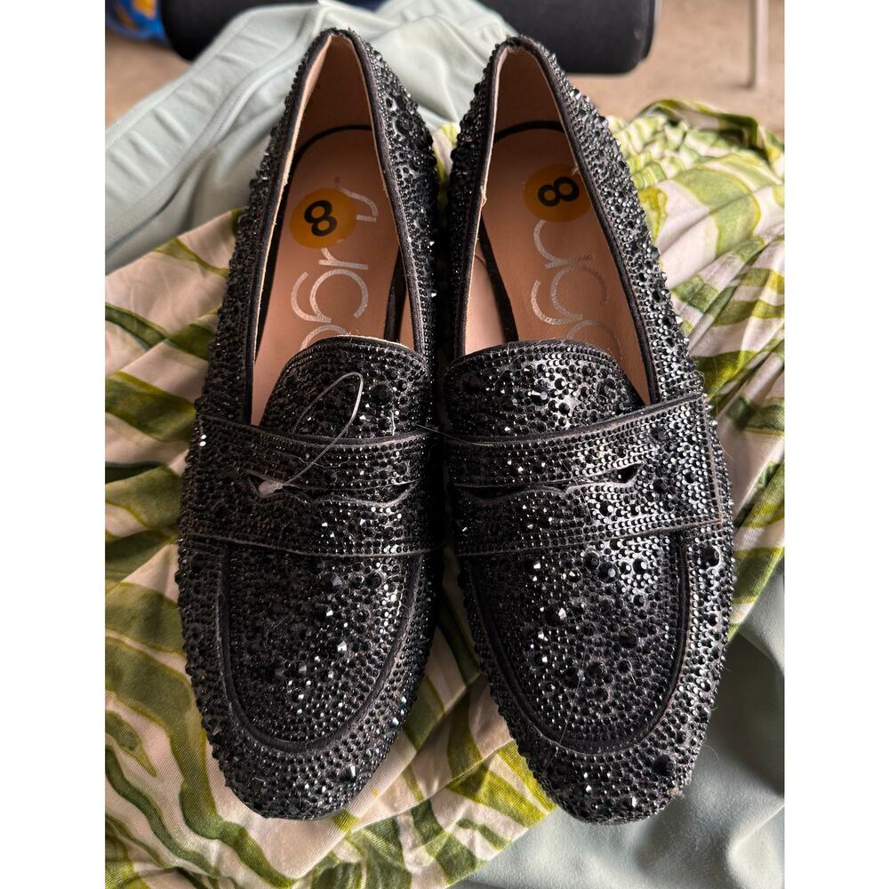 Sugar Caviar Studded Slip on Women’s Loafers, Sz: 8